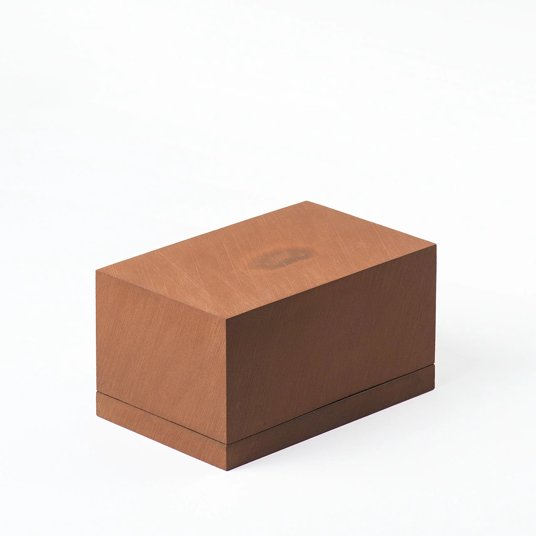 Brutalist handmade ceramic 1 lb butter dish unglazed red stoneware by Lea & Nicolas