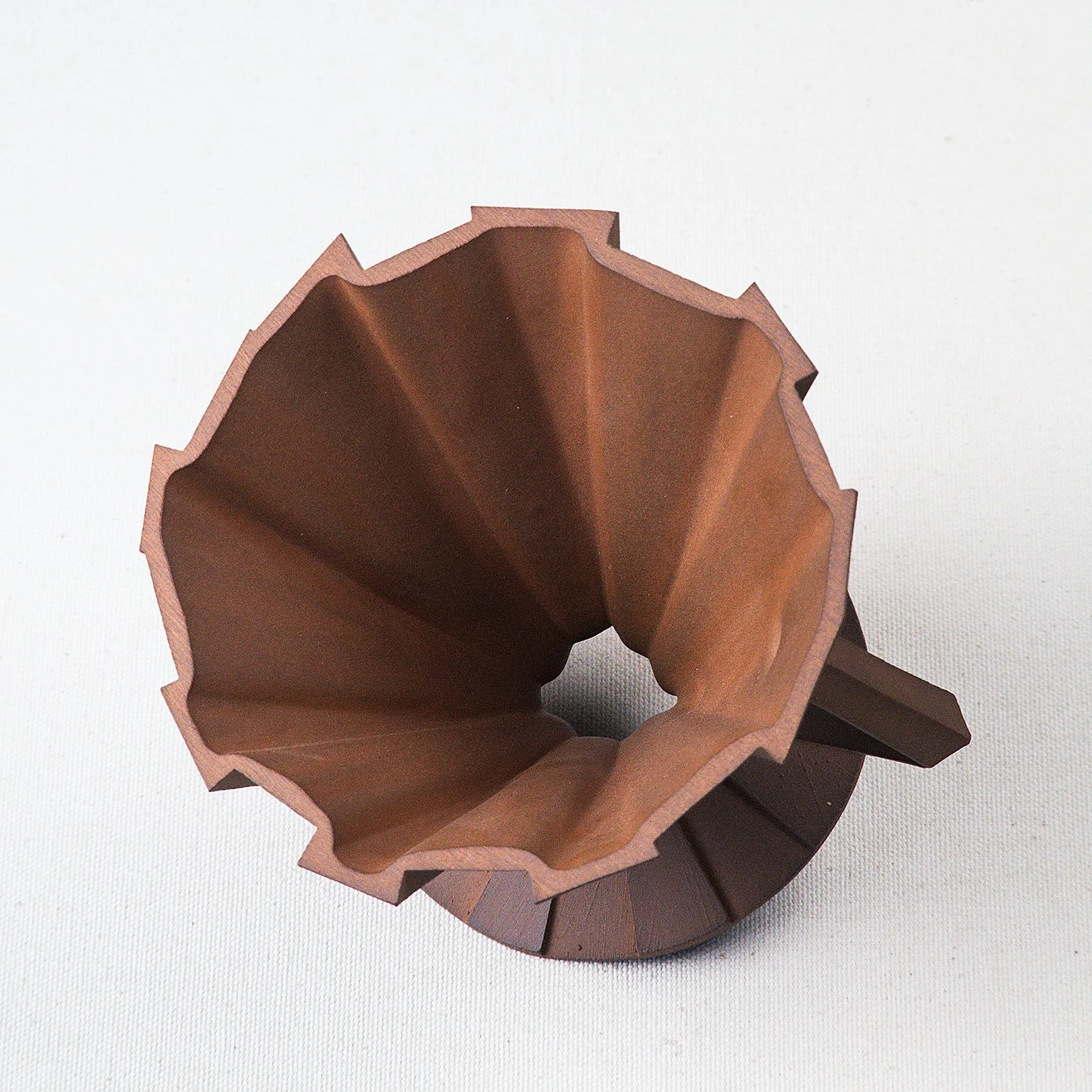Handmade faceted ceramic v60 pour over unglazed red stoneware, by Lea & Nicolas