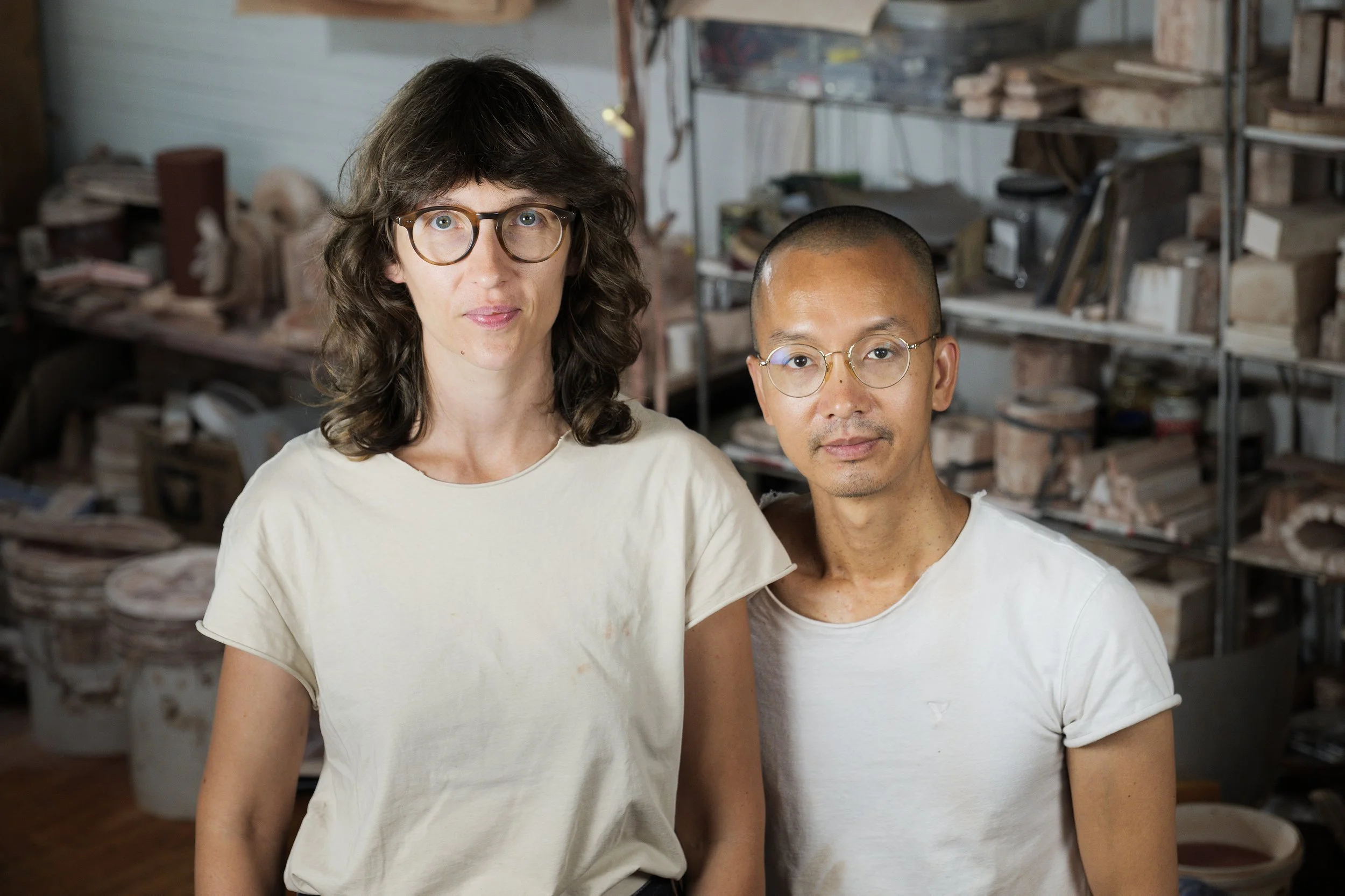 Lea and Nicolas, ceramicists Lea Behr and Nicolas Hoang, studio Bedford, Quebec
