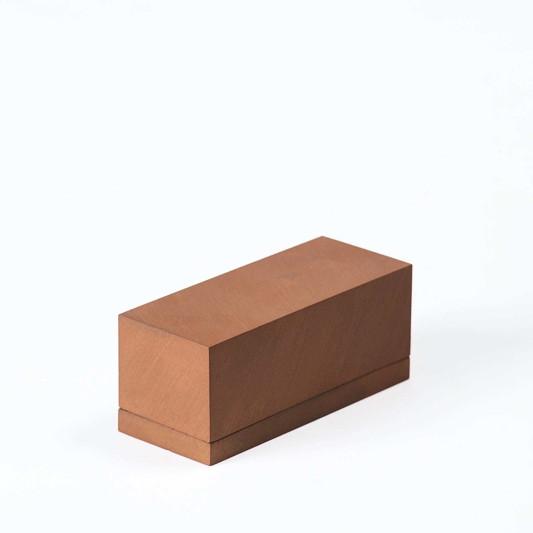 Brutalist handmade ceramic butter dish unglazed red stoneware exterior and off-white glazed interior, by Lea & Nicolas