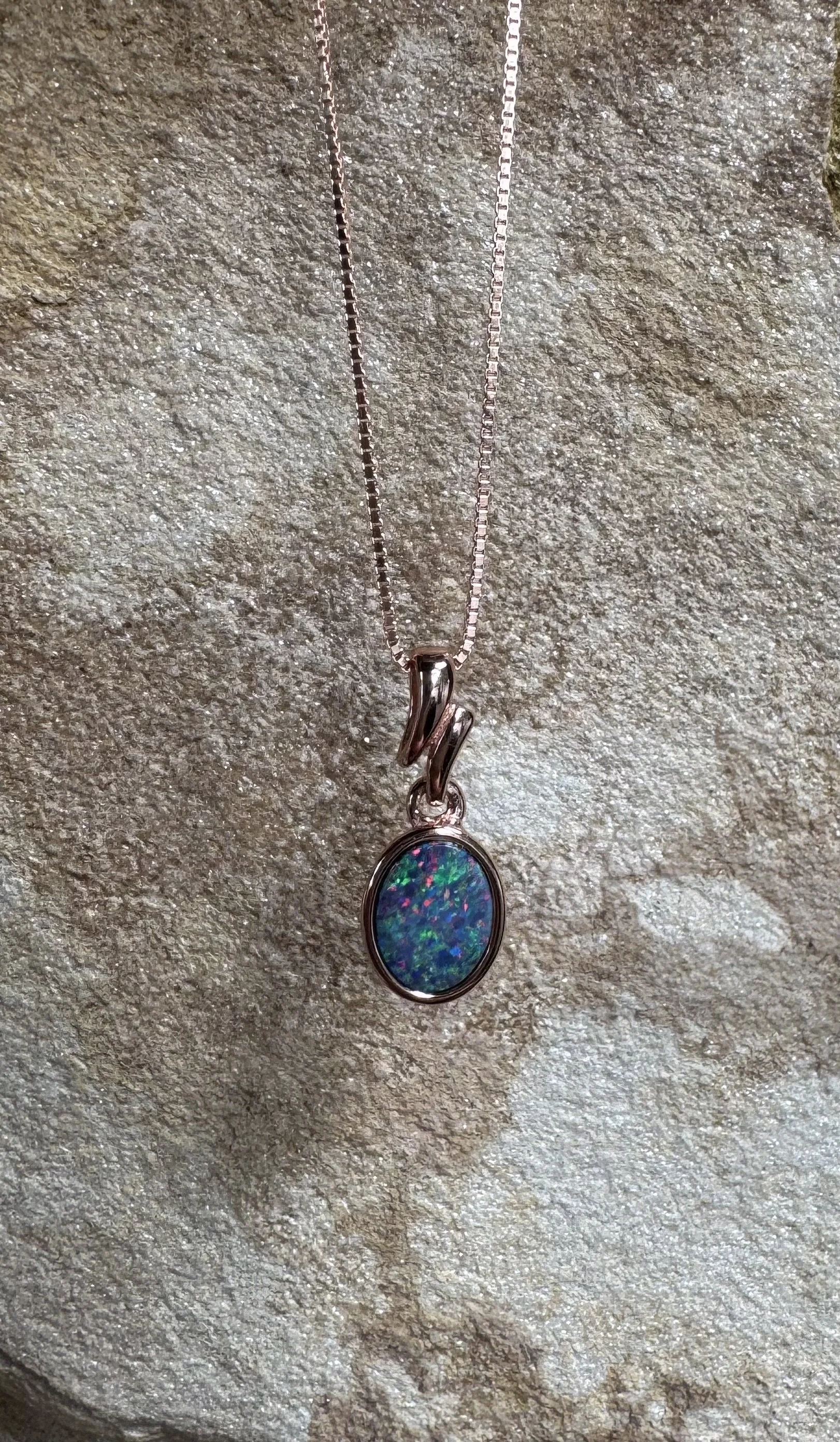 Boulder Doublet Opal in Rose Gold Plate