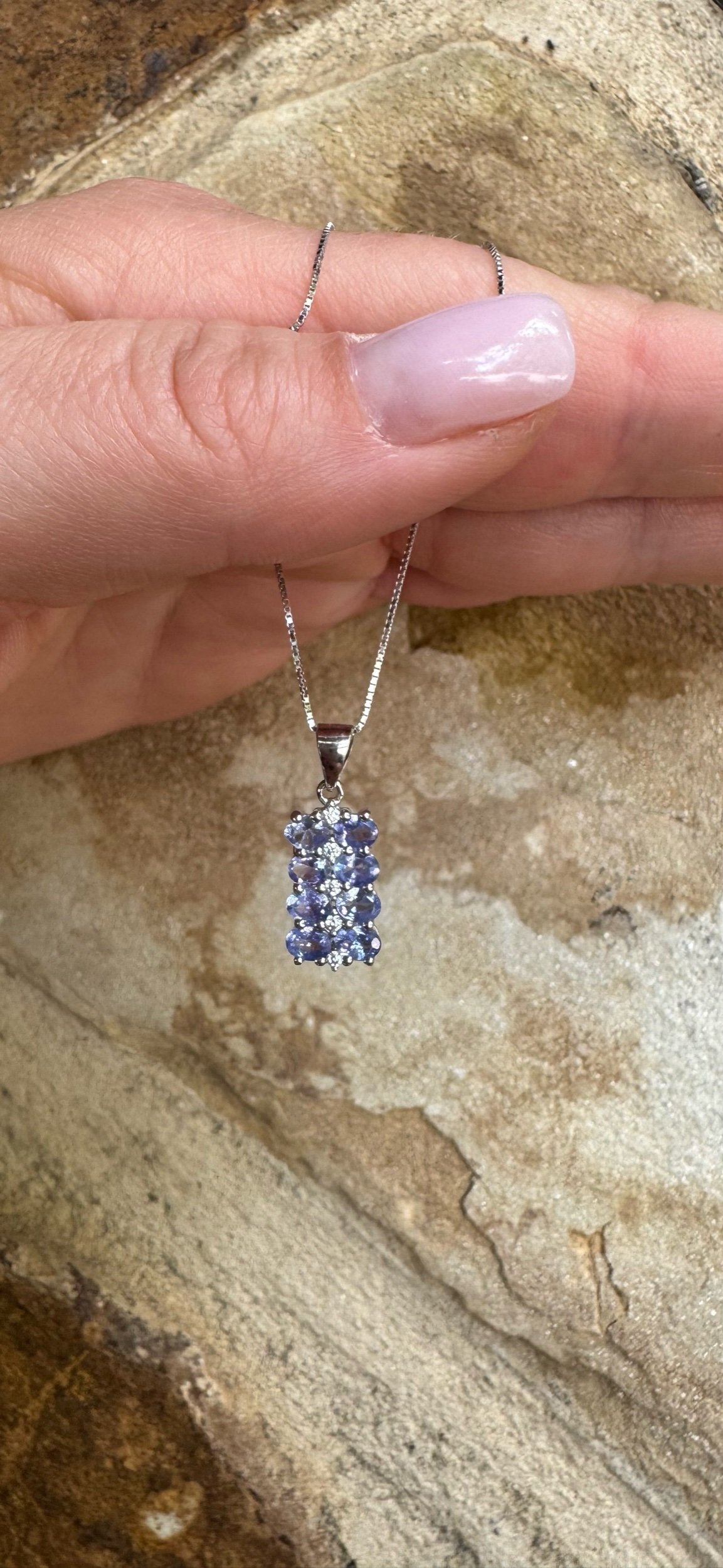 Natural Tanzanite with White Topaz in SS