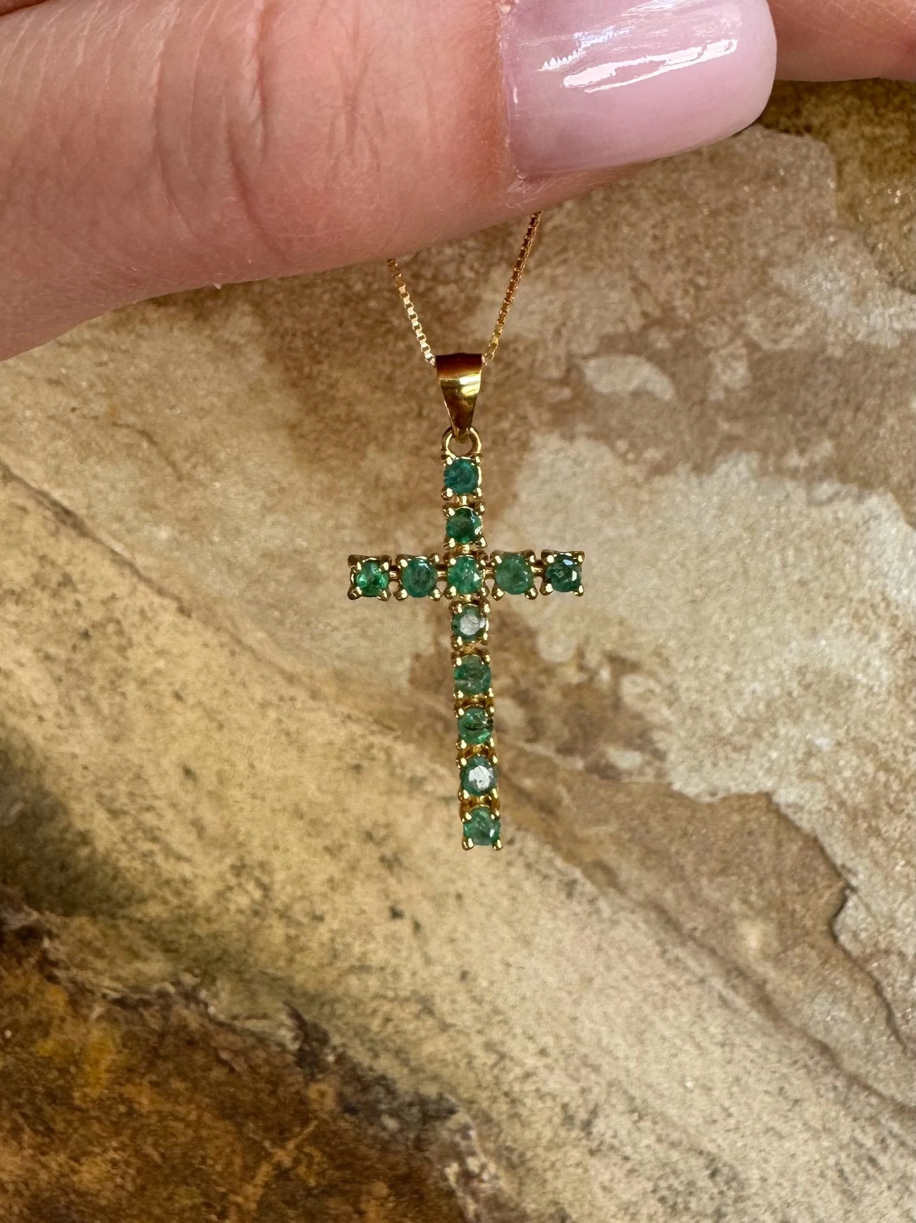 Natural Emerald Pendant in SS with Gold Plate