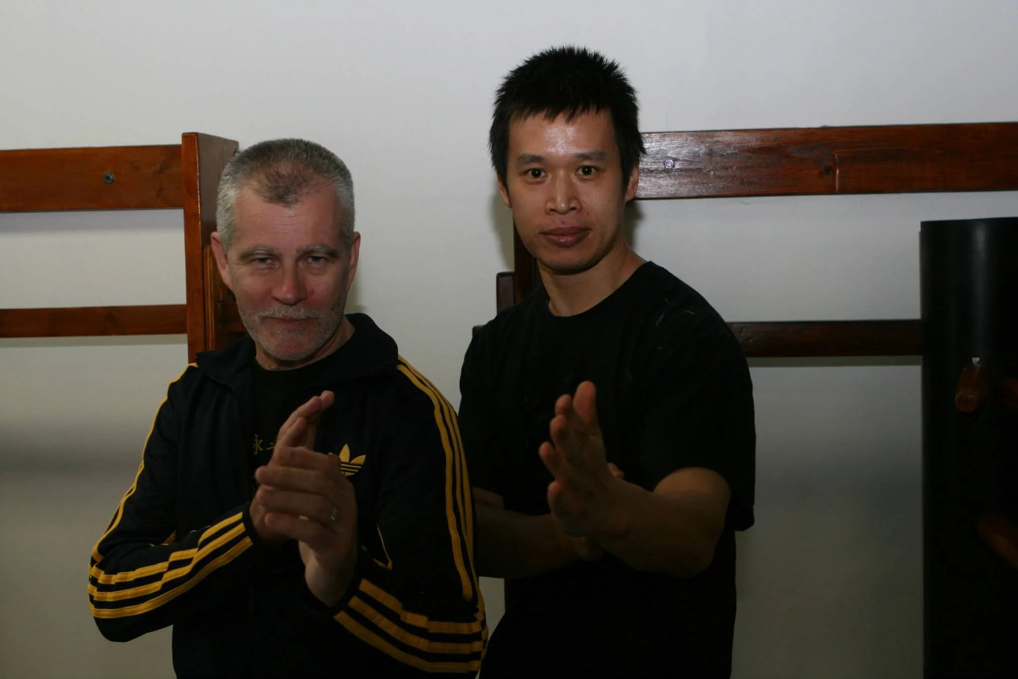 Me and Sifu David Peterson doing a quick Wing Chun pose at the Greenville Academy of Martial Arts during his seminar there
