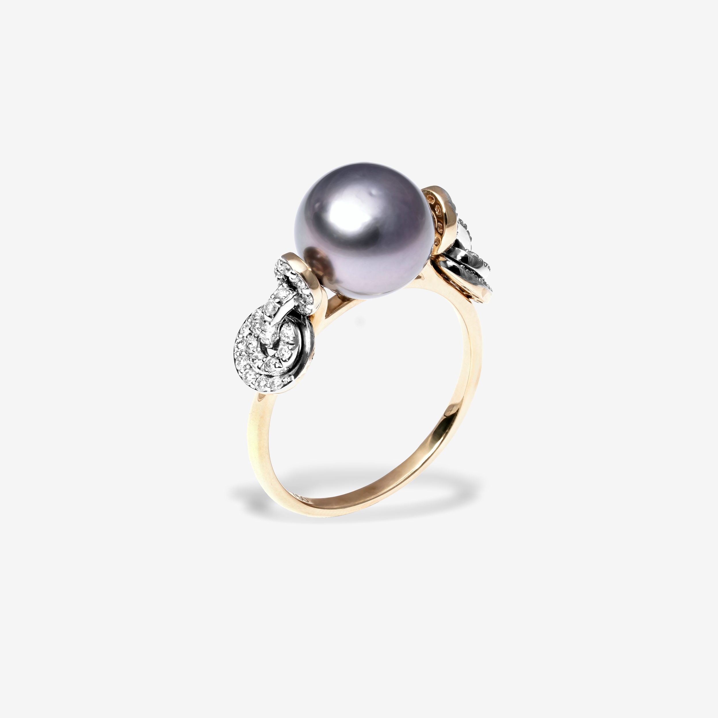 18K Gold, Diamond and Cultured Pearl Ring