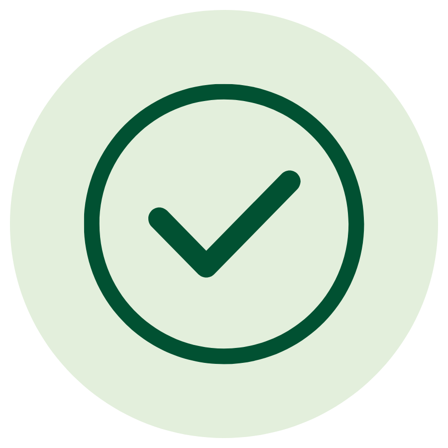 Häkchensymbol für die Begleitung der Umsetzung und die Sicherstellung eines erfolgreichen Projektverlaufs.