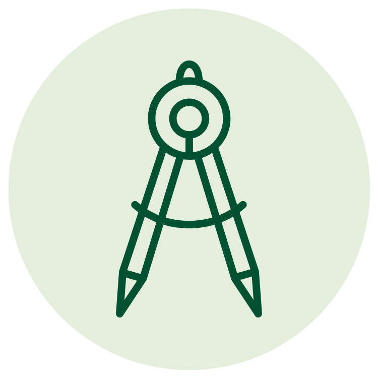 Zirkel als Symbol für Planungssicherheit und fundierte energetische Berechnungen als Grundlage für eine zuverlässige Gebäudeplanung.