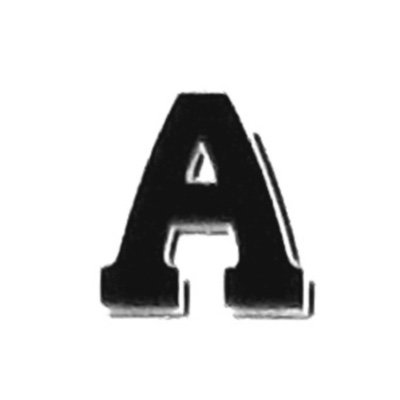 A black letter 'A' with a 3D shadow effect on a white background.