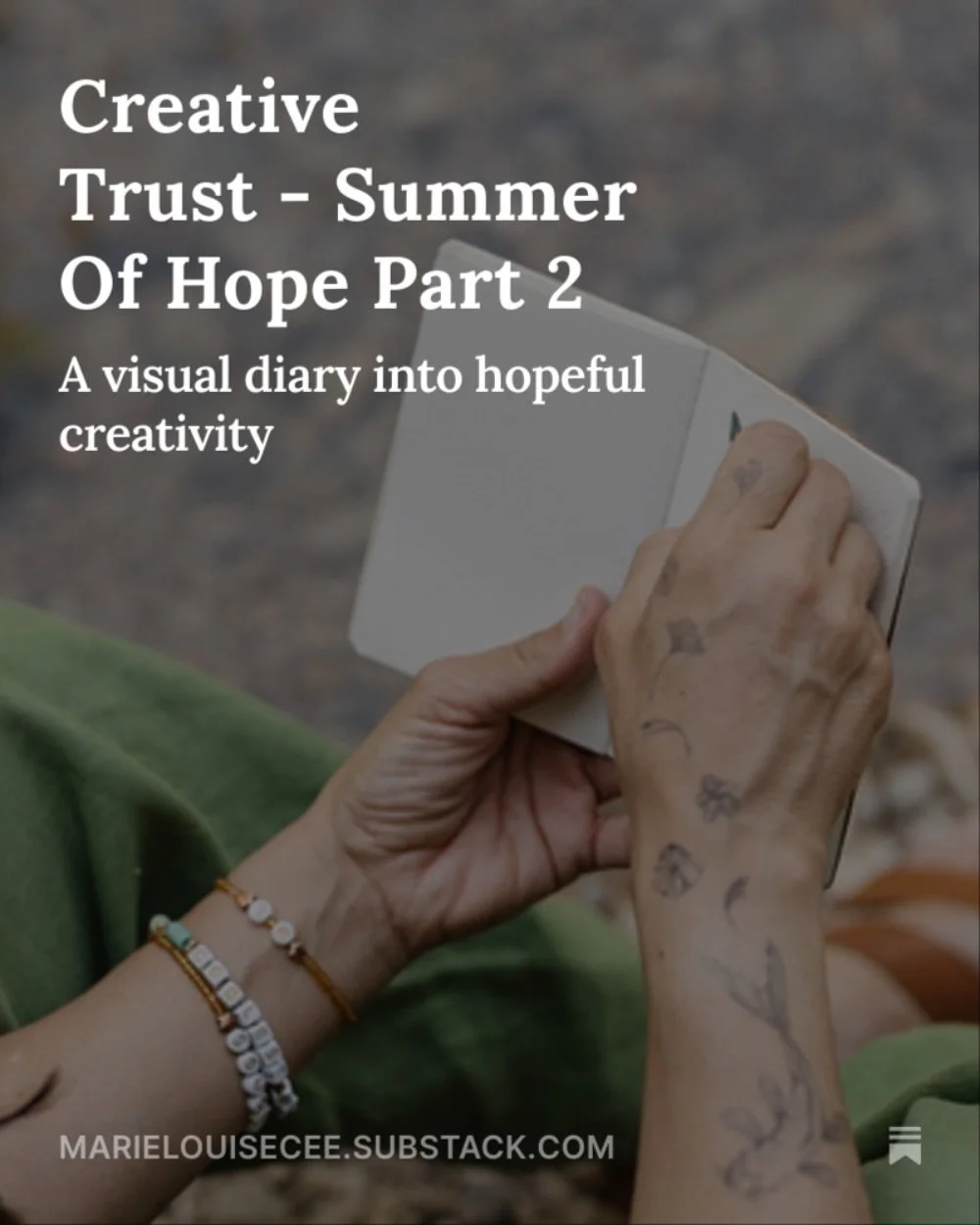This is an invitation to find hope in your creative process and trust that inspiration is never too far away from us. 
Also a visual diary of all the ways I reconnected with creative hope this month. I&rsquo;d love for you to come along as I share pr