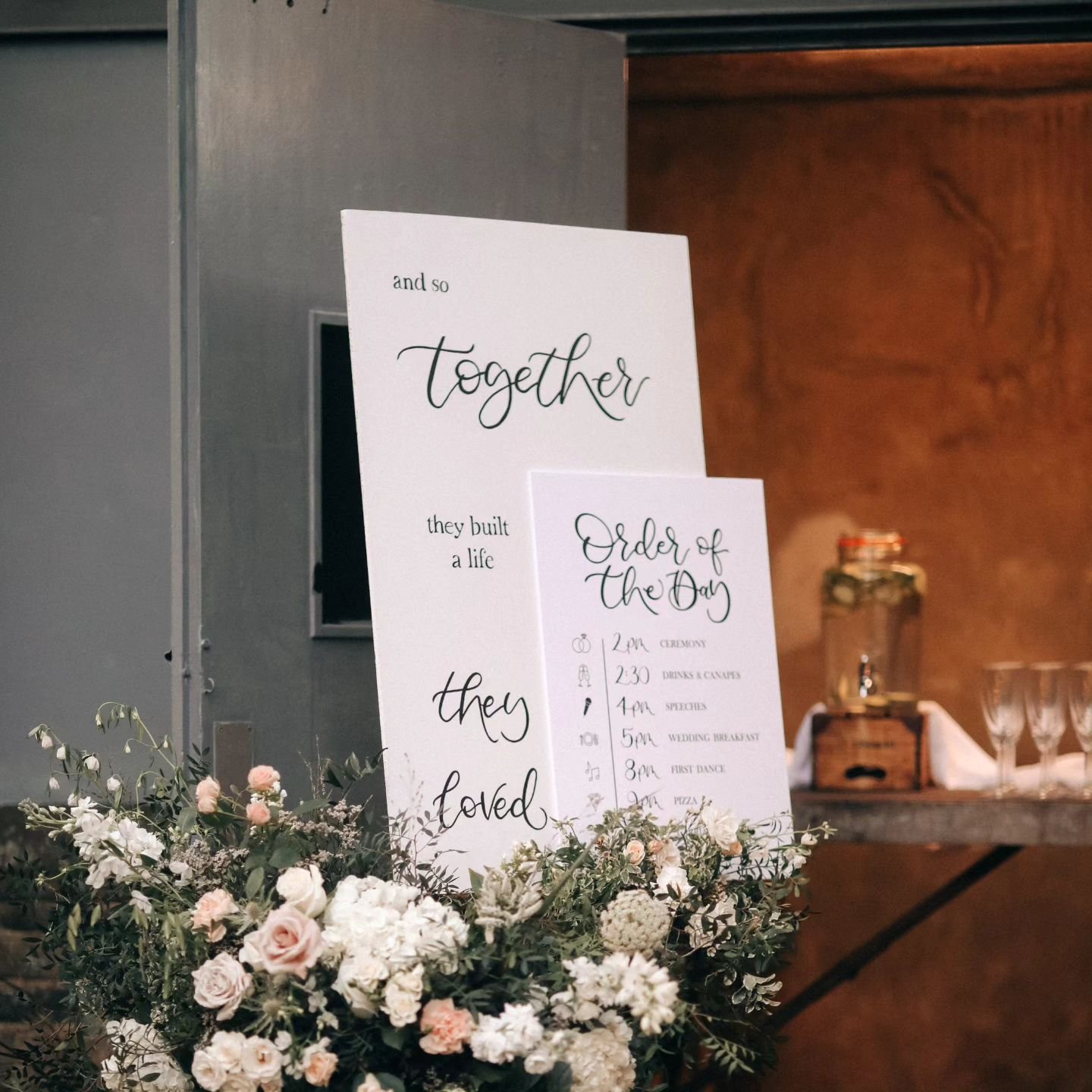 Did you know your wedding signage can be moved around on your big day? 

Most the of time, guests move from one area to another during the course of the day, and theres no reason why your signage can't follow them too, to keep them informed of the sc