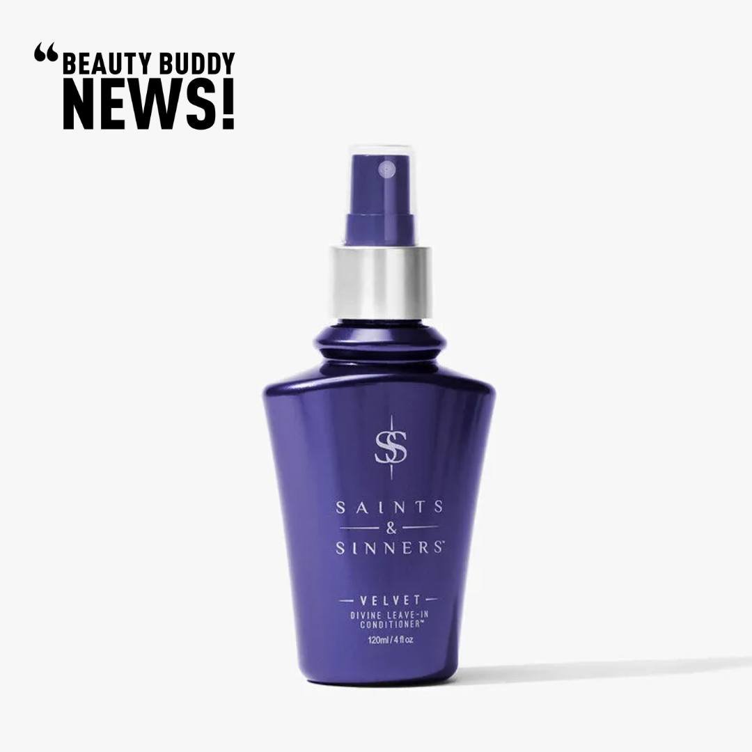 @realsaintsandsinners' Velvet Divine Leave-In Conditioner, awarded &quot;Best Leave-In Conditioner&quot; by NewBeauty, offers tangle-free, frizz-free hair with added moisture, strength, and shine. Vegan, cruelty-free, and gluten-free, it features a l