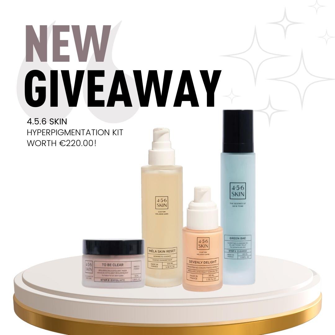 🌟 Get ready to win big with this Hyperpigmentation Kit giveaway from @456skin worth an incredible &euro;220.00:
🍃 The Green Bae Clarifying Cleanser: Purify your skin with natural Salicylic Acid and Palmarosa essential oil for a balanced, deeply cle