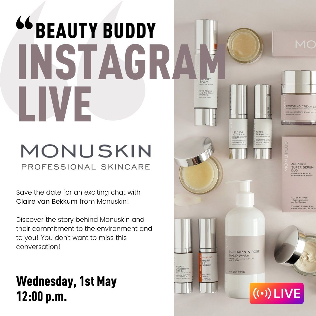 TOMORROW!📅 🎉 Save the date for an exclusive chat with Claire van Bekkum from @monuskincare!
Discover the captivating story behind Monuskin and their unwavering commitment to the environment and to you! 💚✨ With over thirty-five years dedicated to p