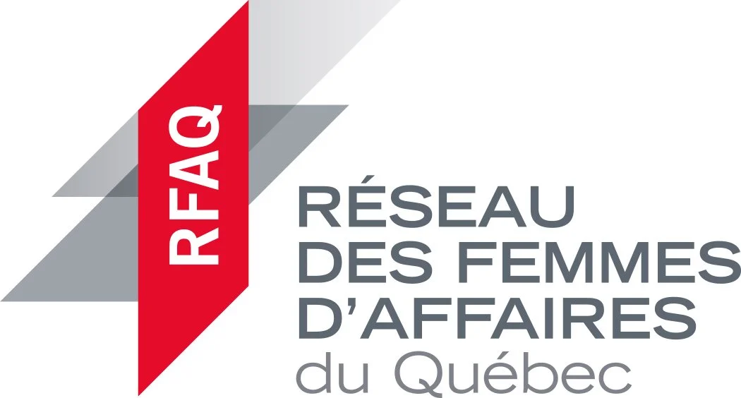 Logo of RÉSEAU DES FEMMES D'AFFAIRES du Québec, featuring a red and gray geometric design with the organization's name in French.