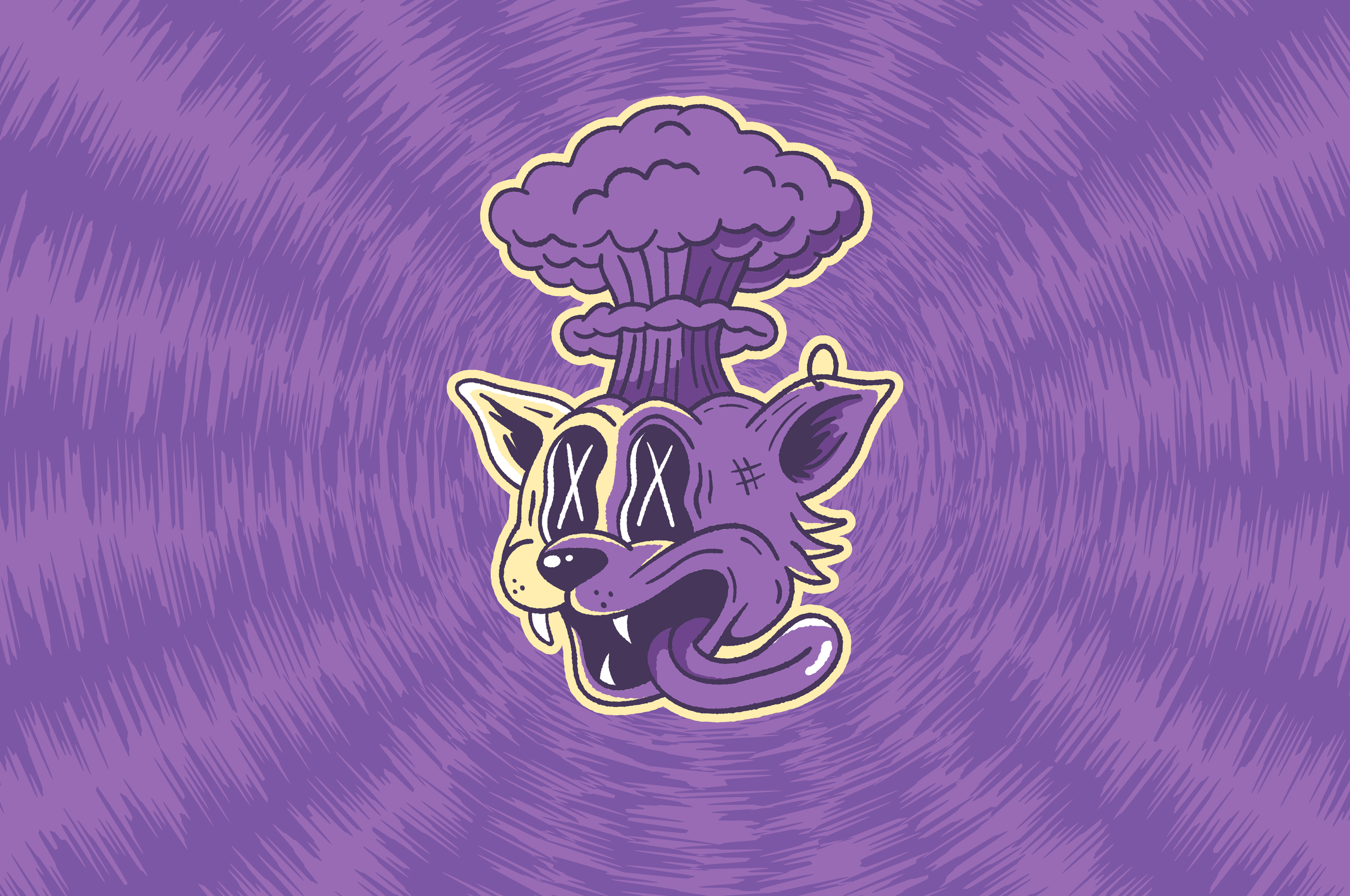 Cat with head exploding illustration