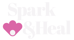 Spark & Heal logo with a pink heart icon