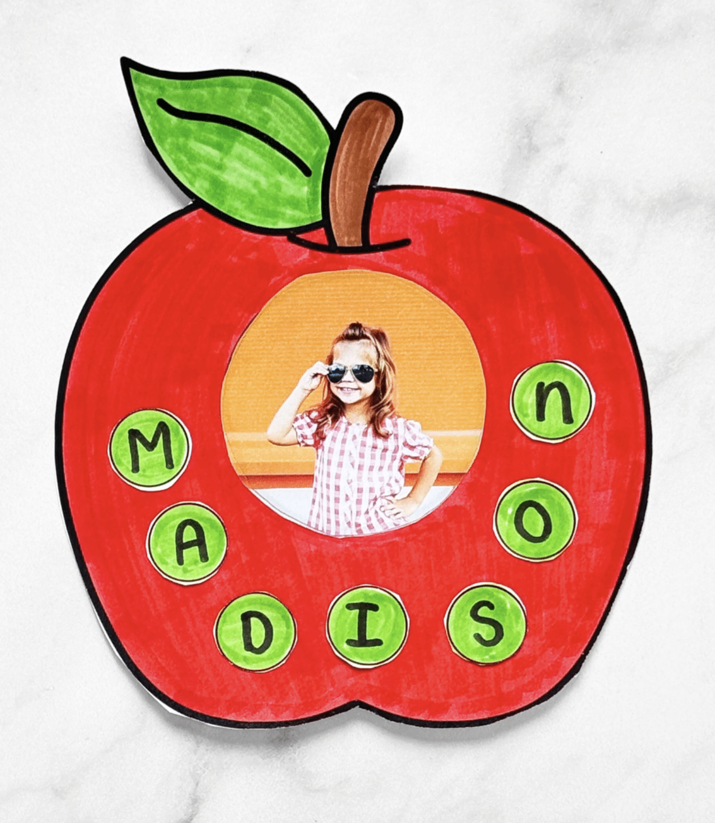 Apple Photo Name Craft for Back to School