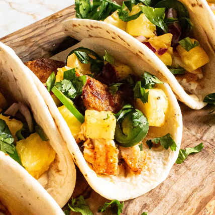 Home » Year-Round Blackened tilapia fish tacos with pineapple salsa