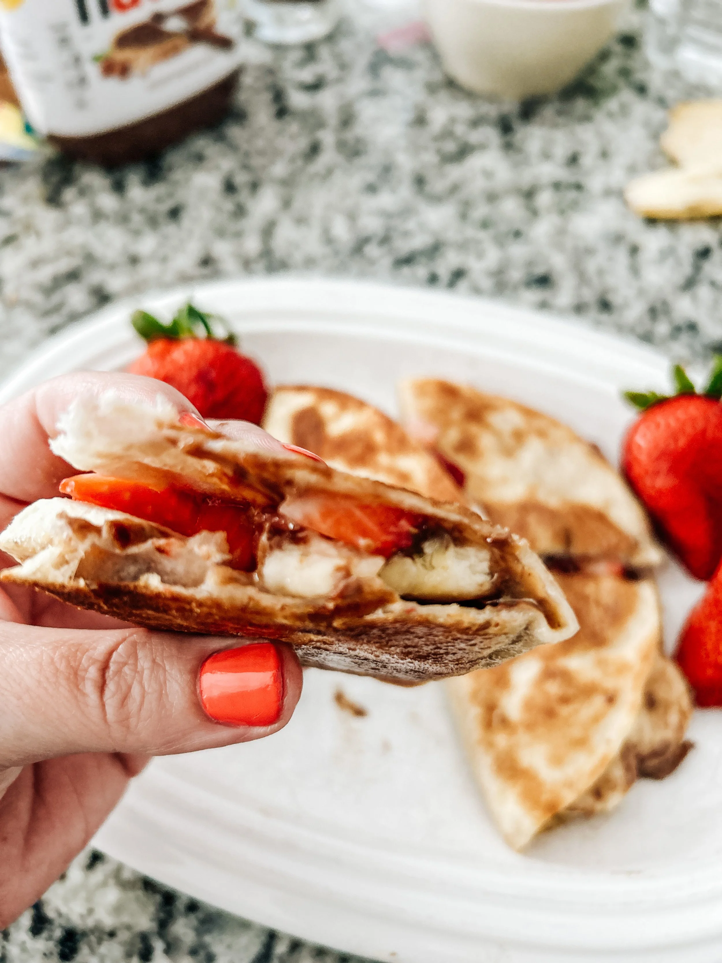 easy kid snack strawberry nutella quesadilla