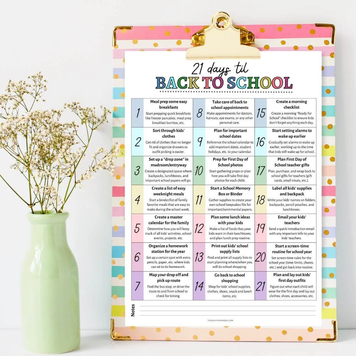 Back to School Prep Organization Checklist