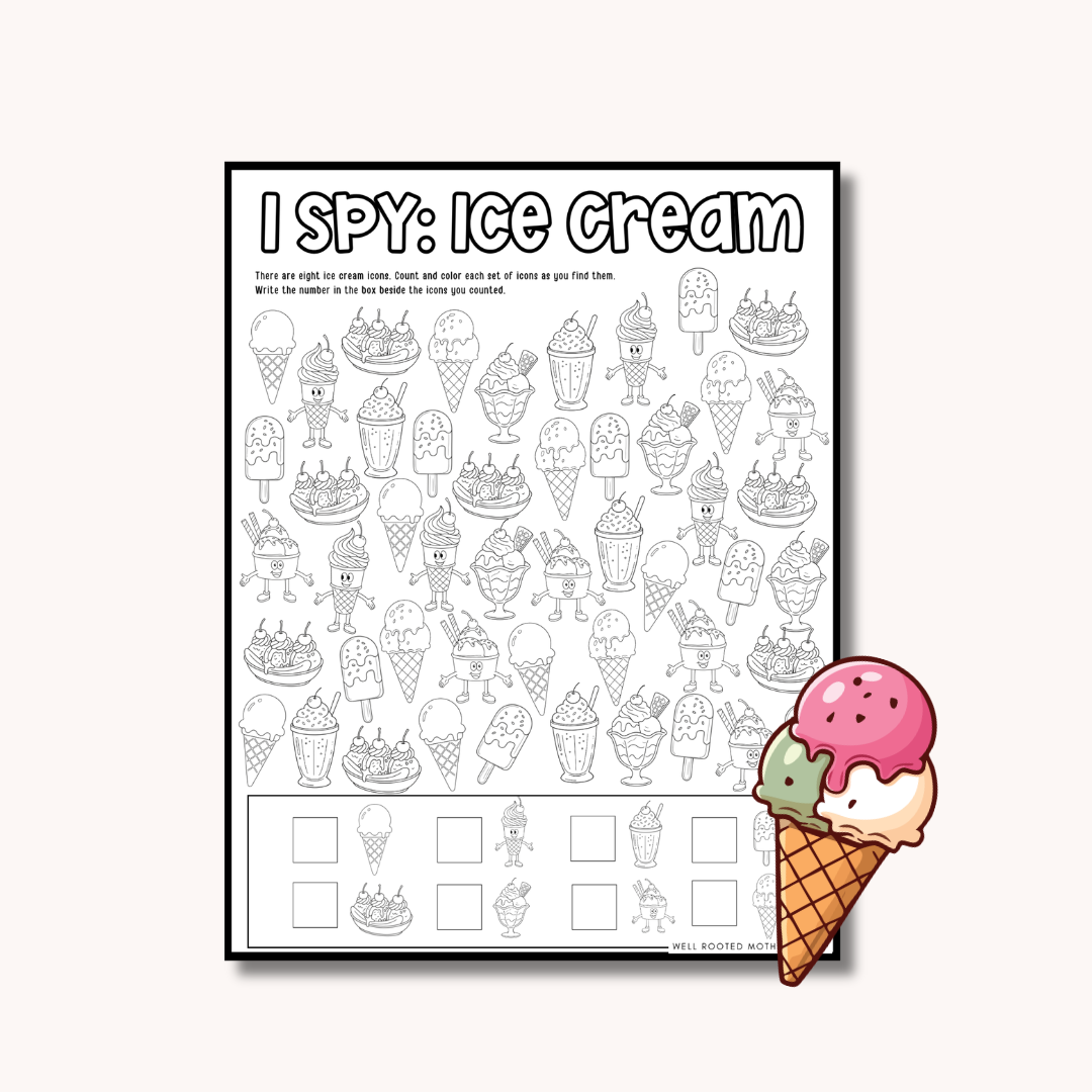 I spy ice cream printable
