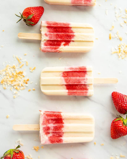 Coconut Strawberry Popsicles