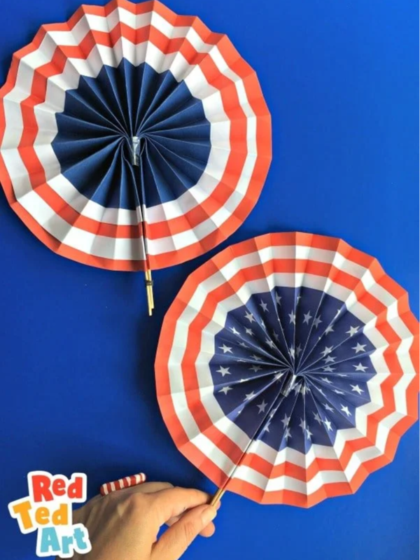 4th of July DIY Paper Fans Template