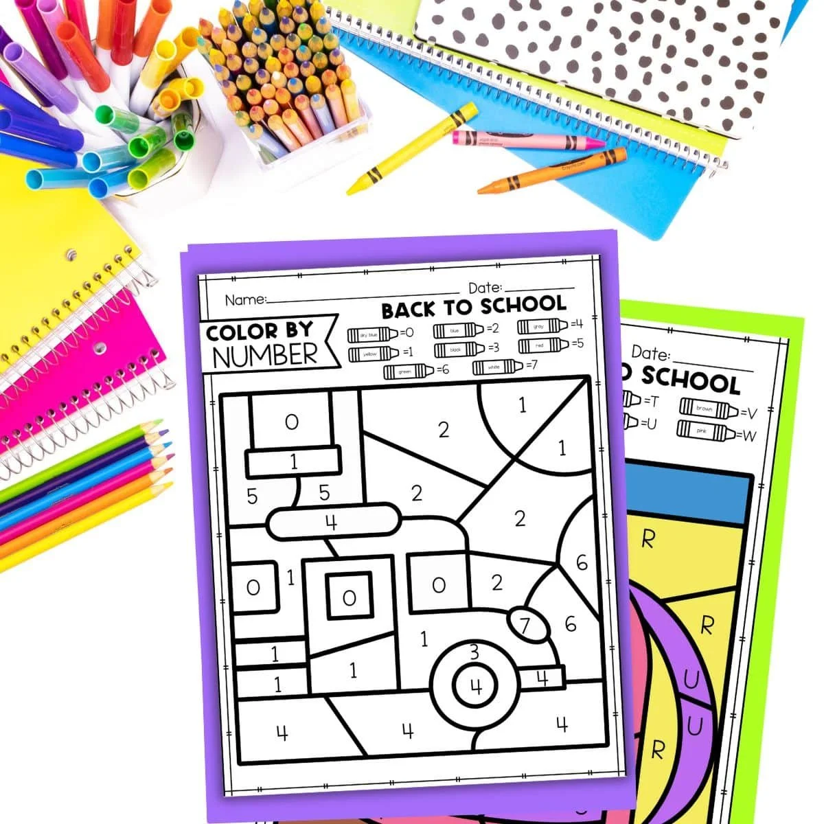Free Printables Back to School Color by Number