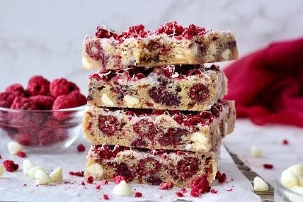 Raspberry and White Chocolate Blondies