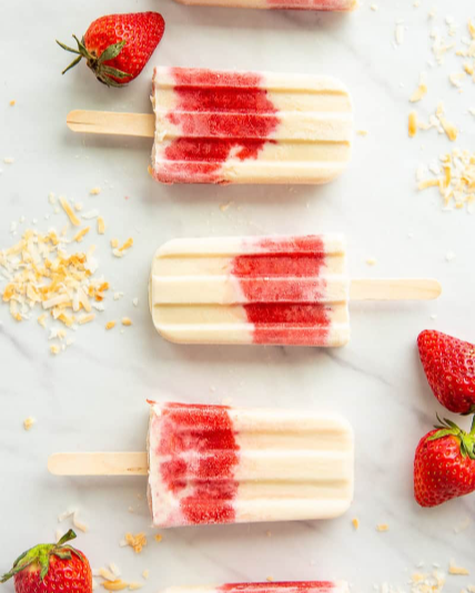 Coconut Strawberry Popsicles