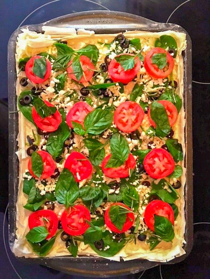 Greek Vegetarian Phyllo Pizza