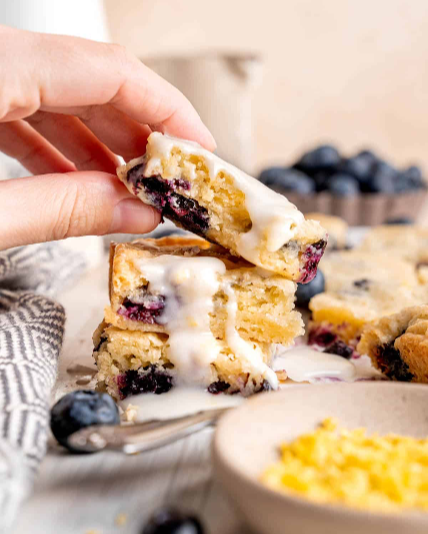 Lemon Blueberry Blondies with Icing