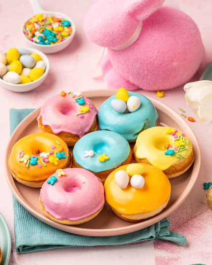 Easter Donuts With Pastel Glaze