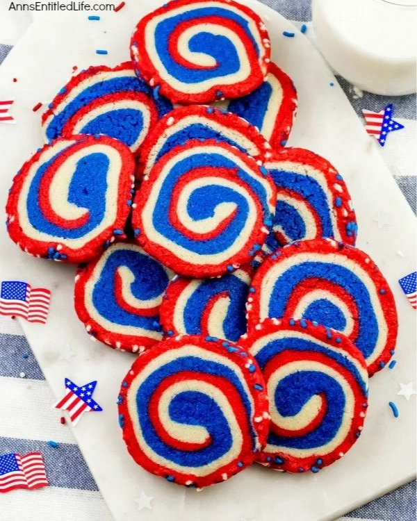 Red, White and Blue Pinwheel Cookies