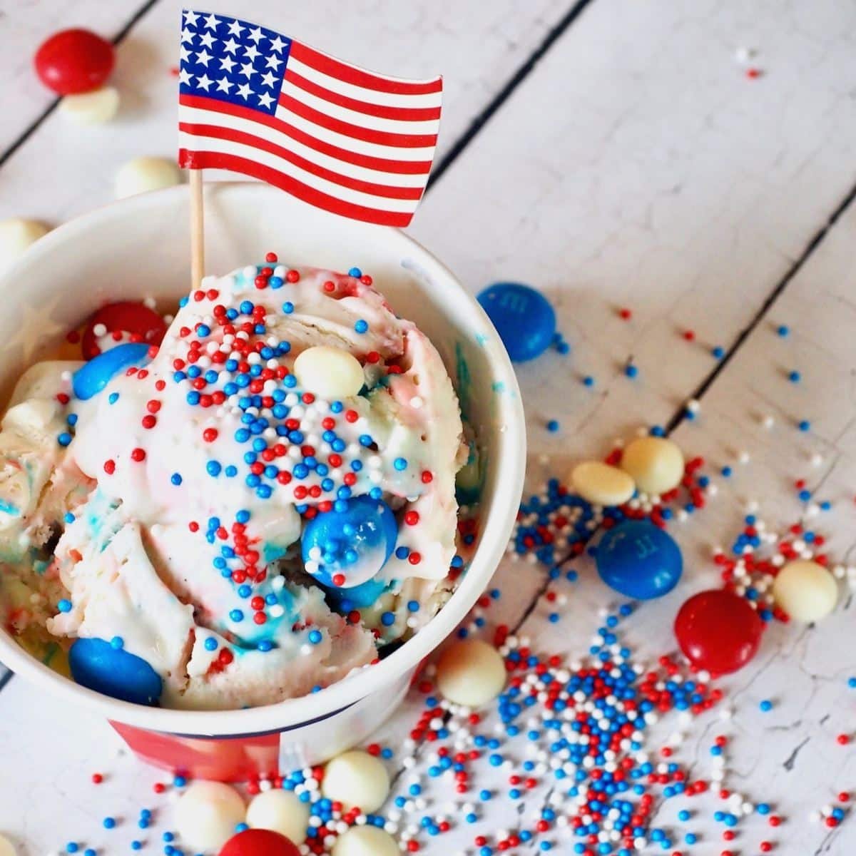Easy 4th of July Ice Cream (no churn)