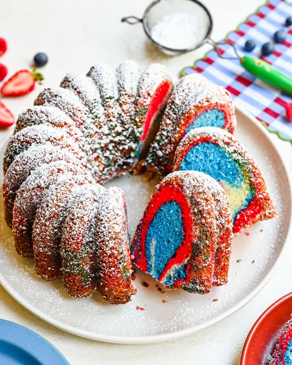 Red, White and Blue Marble Cake