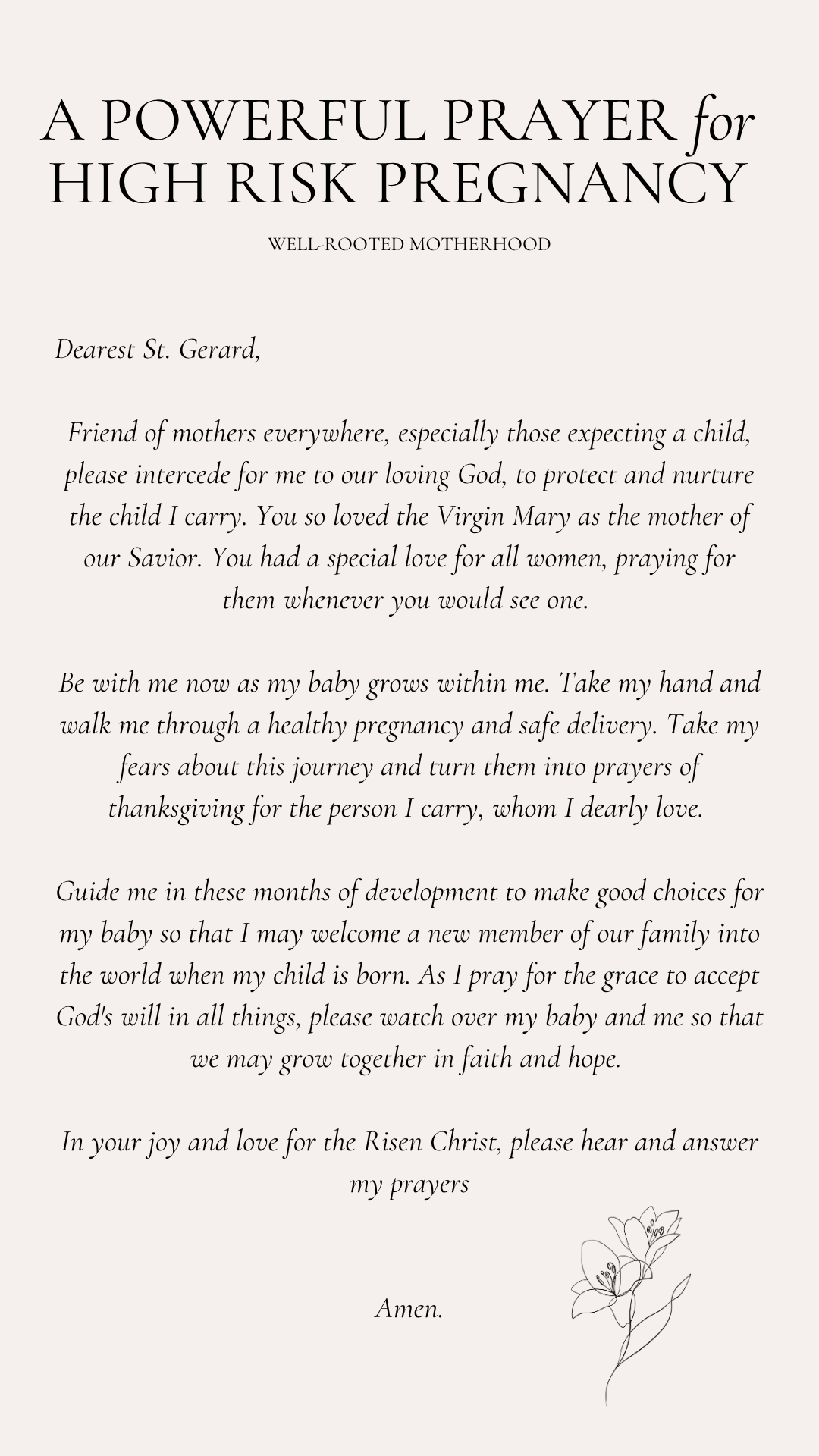 A Prayer for high Risk Pregnancy