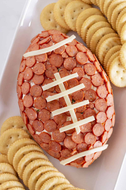 Pepperoni Pizza Football Cheese Ball
