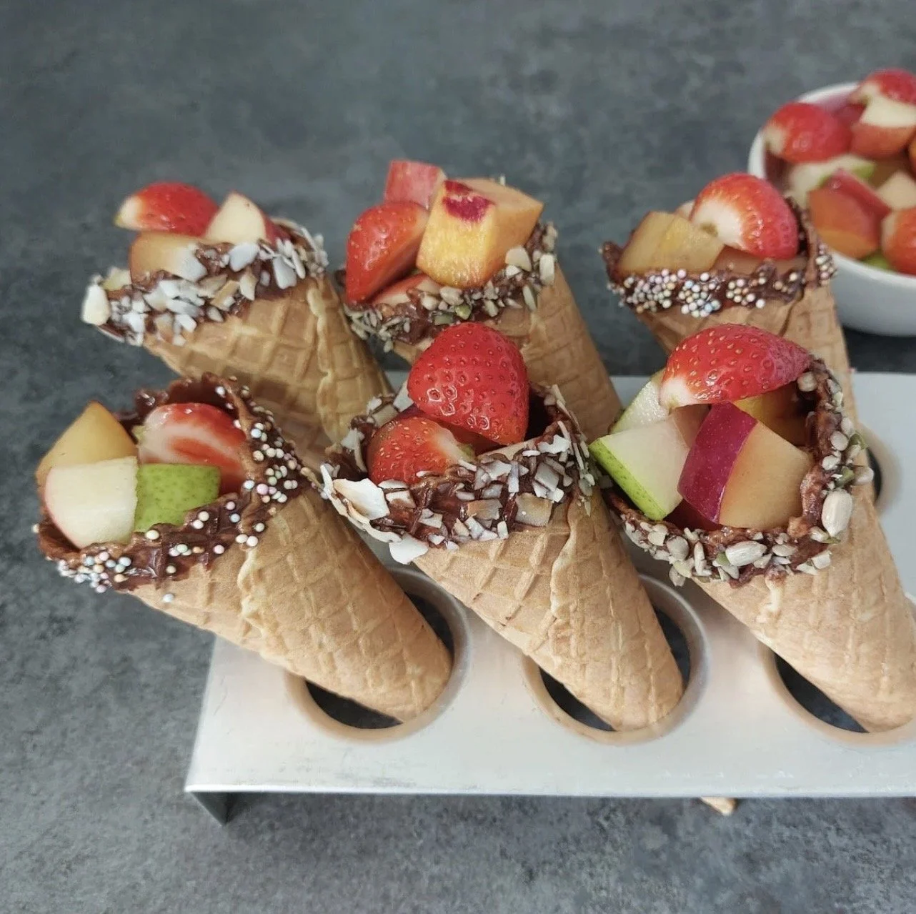 Chocolate Dipped Fruit Cones