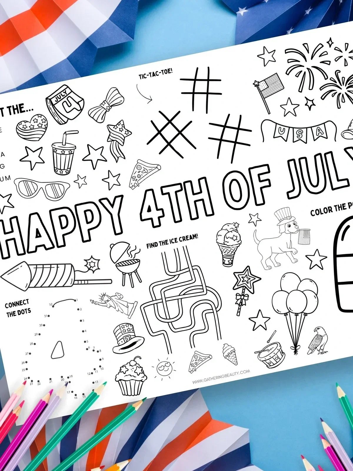 Printable 4th Of July Activity Placemat