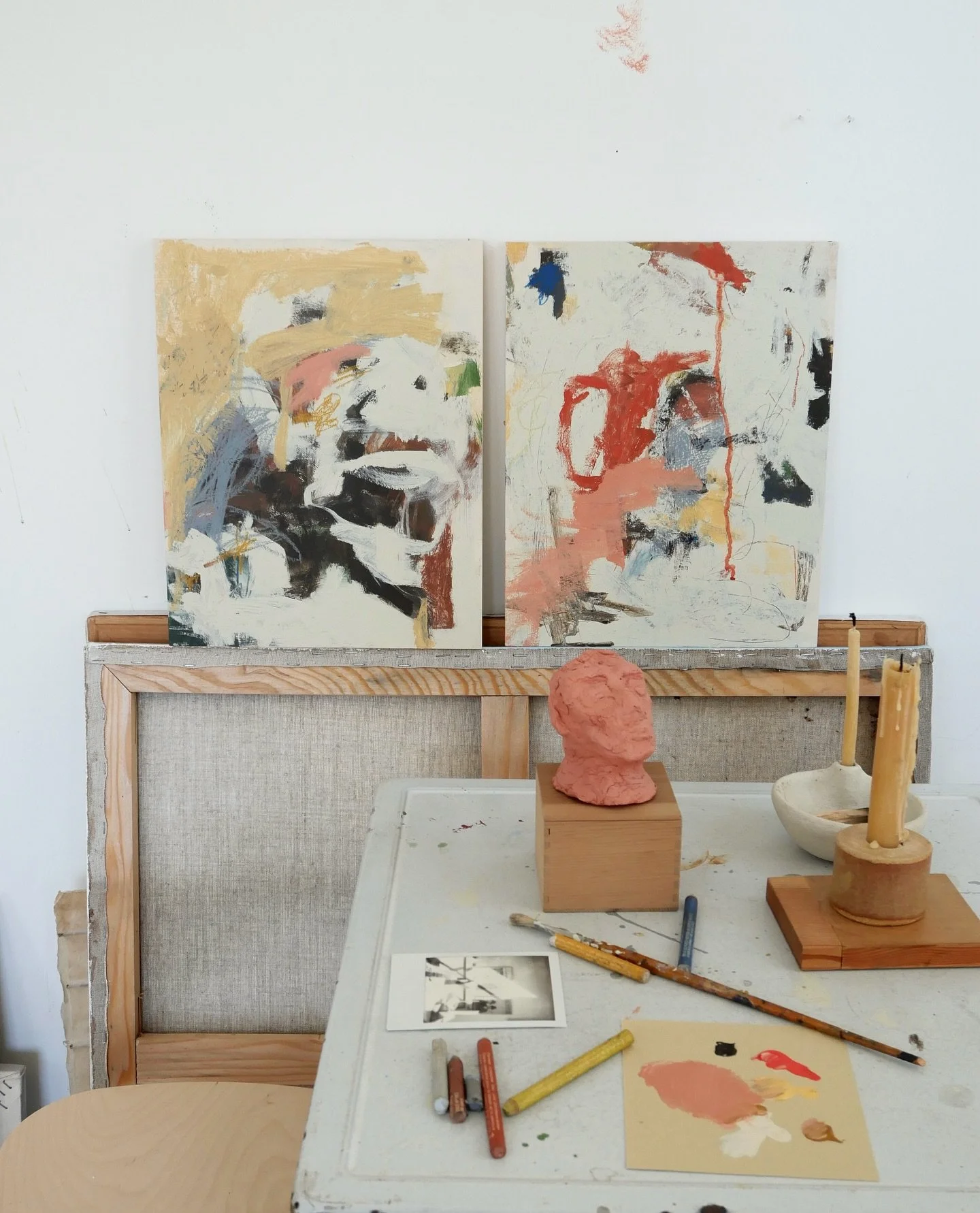 New original abstract paintings 🌾🍅 &lsquo;August&rsquo; + &lsquo;Heirloom&rsquo; available now! 

juliarosemuller.com

11&rdquo;x14&rdquo;
Acrylic, house paint, crayon, graphite, oil pastel on wood