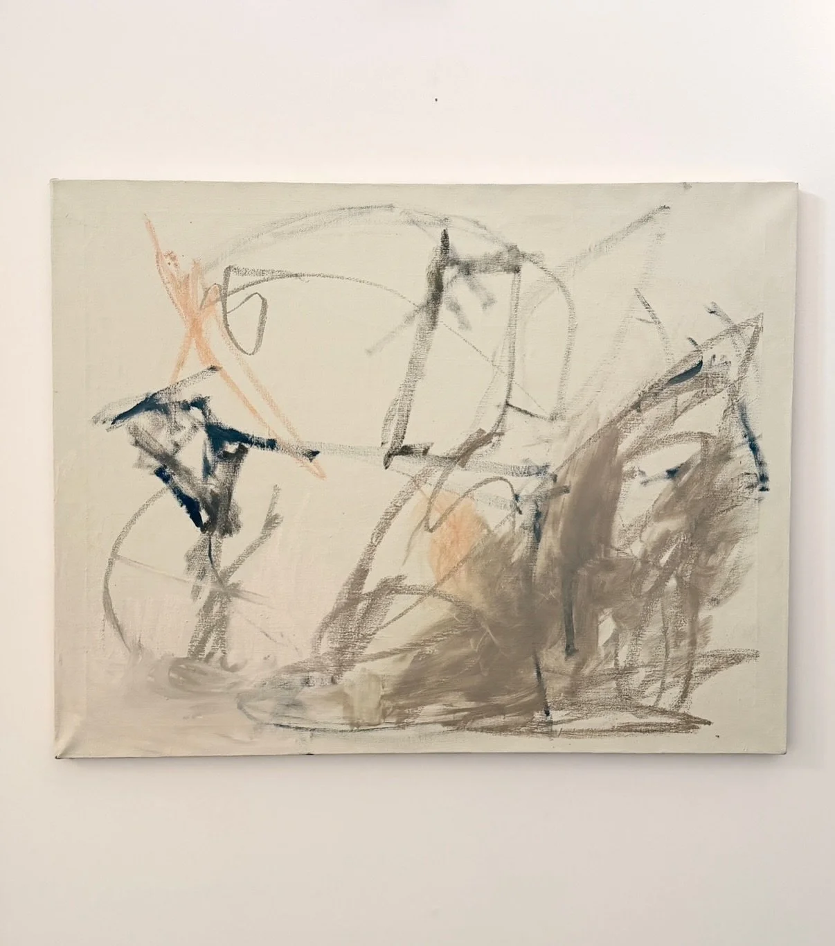 When beginning marks end up becoming the piece.

House paint, earth pastel and acrylic on canvas
28x36