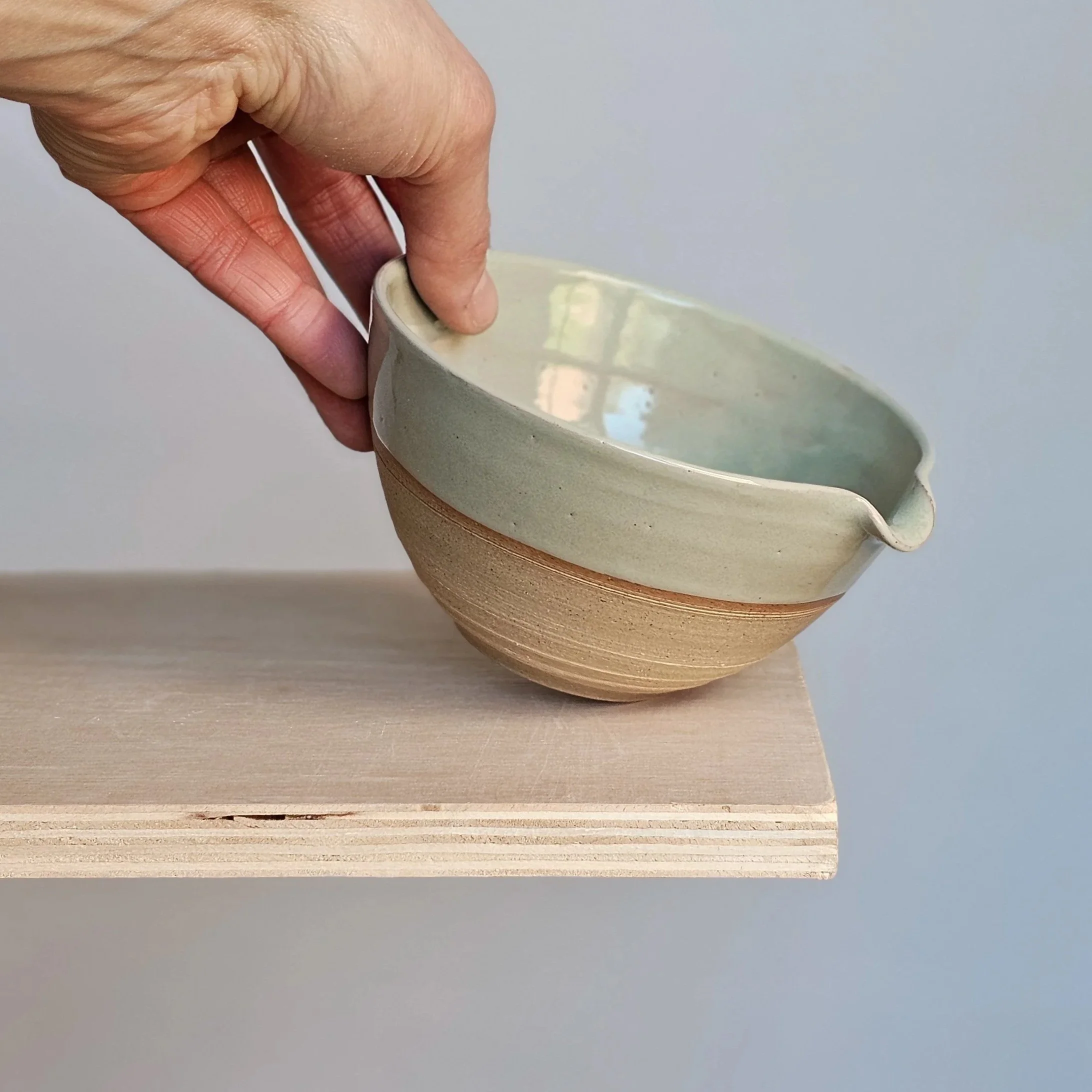 Handmade matcha bowl. Pouring bowl