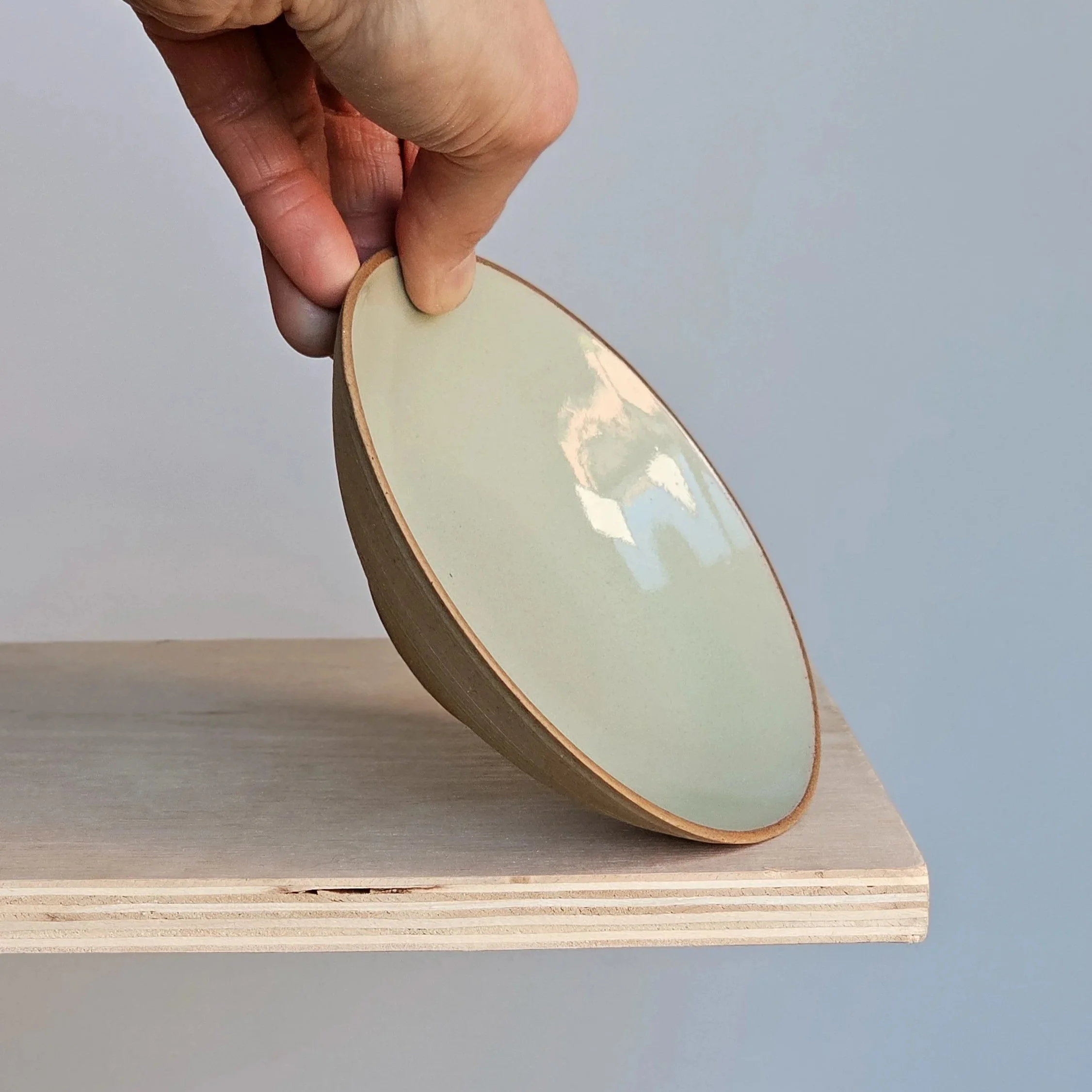 Small dish - Almost Celadon  Buff stoneware