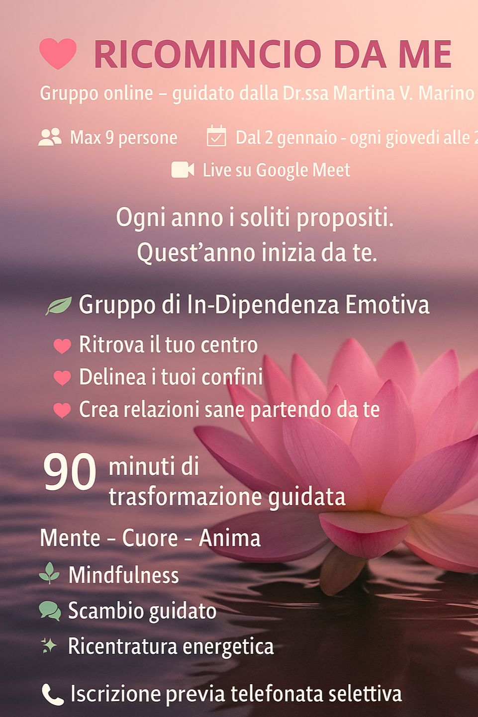 gruppi online, indipendenza affettiva trasformazione pratiche olistiche dr.ssa martina v. marino