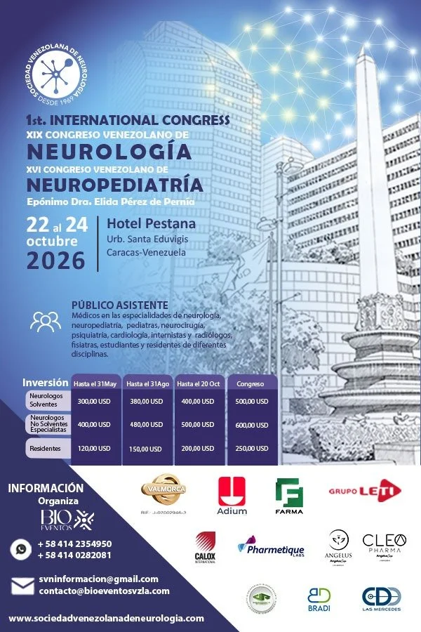 1st. International Congress, XIX Congreso Venezolano de Neurología y el XVI Congreso Venezolano de Neuropediatría 2026