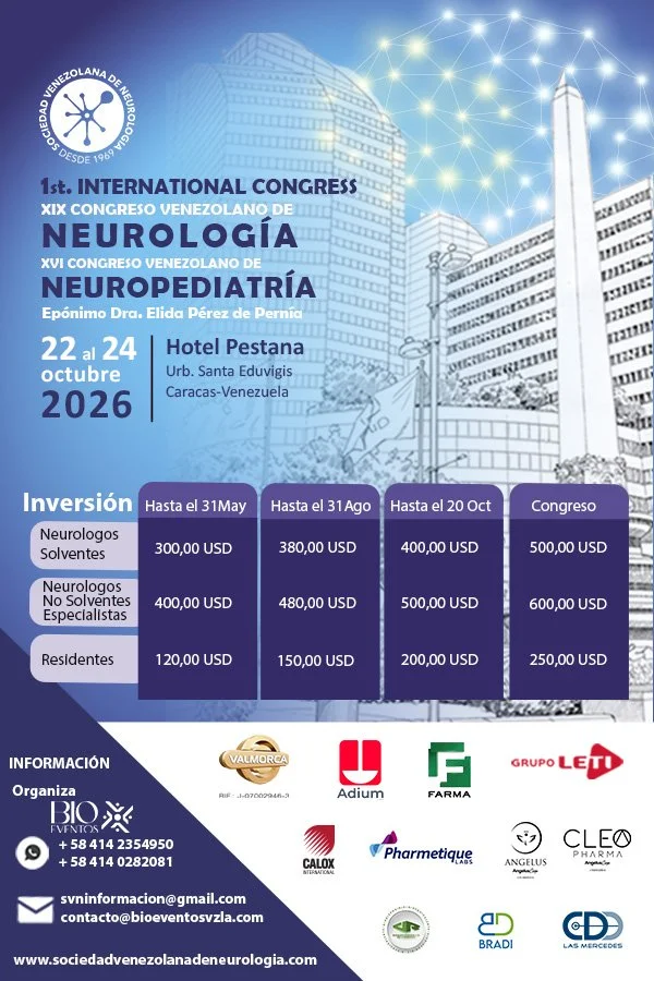 1st. International Congress, XIX Congreso Venezolano de Neurología y el XVI Congreso Venezolano de Neuropediatría 2026