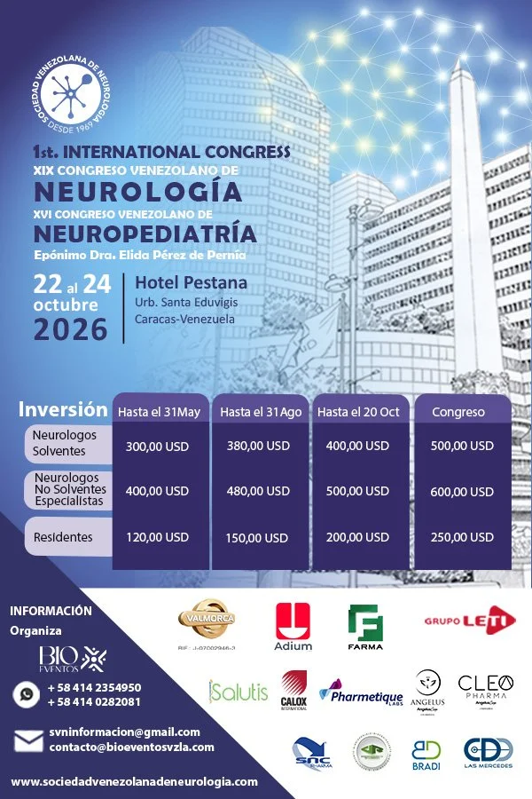1st. International Congress, XIX Congreso Venezolano de Neurología y el XVI Congreso Venezolano de Neuropediatría 2026