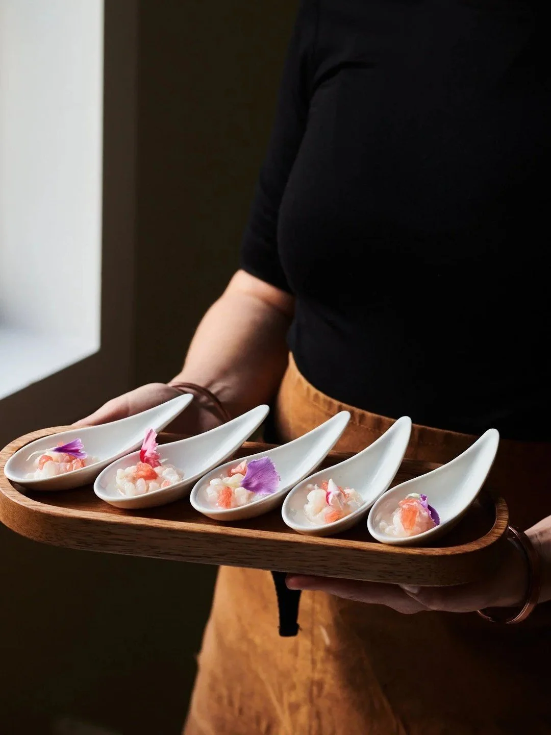 Delivering excellence for Vivienne Westwood, Vogue, and many more.
Ceviche with leche de tigre — one bite, endless flavour.
At Grace & Skye, every canapé is designed as much for the eye as the palate. Fresh, seasonal, and styled to