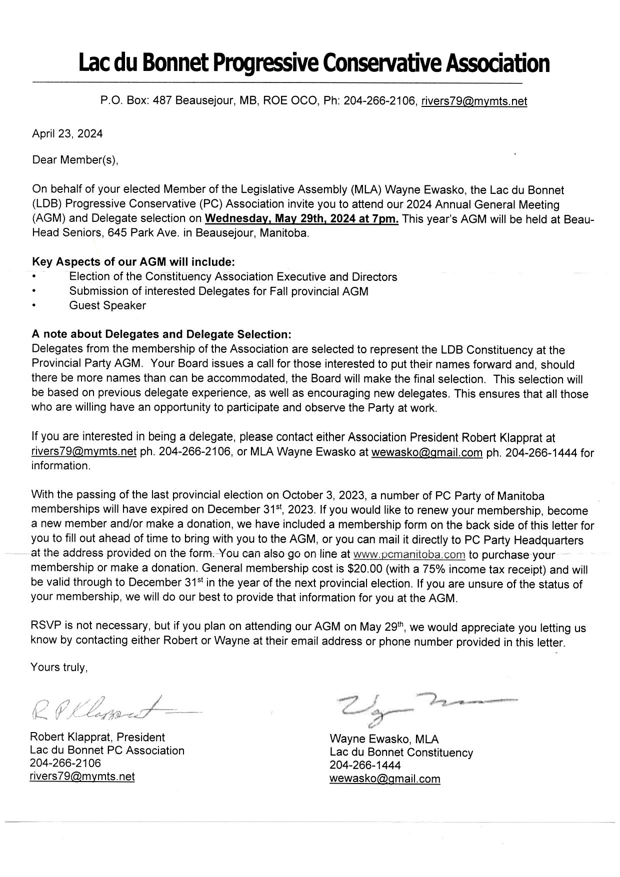 Lac du PC Association AGM — PC Party of Manitoba